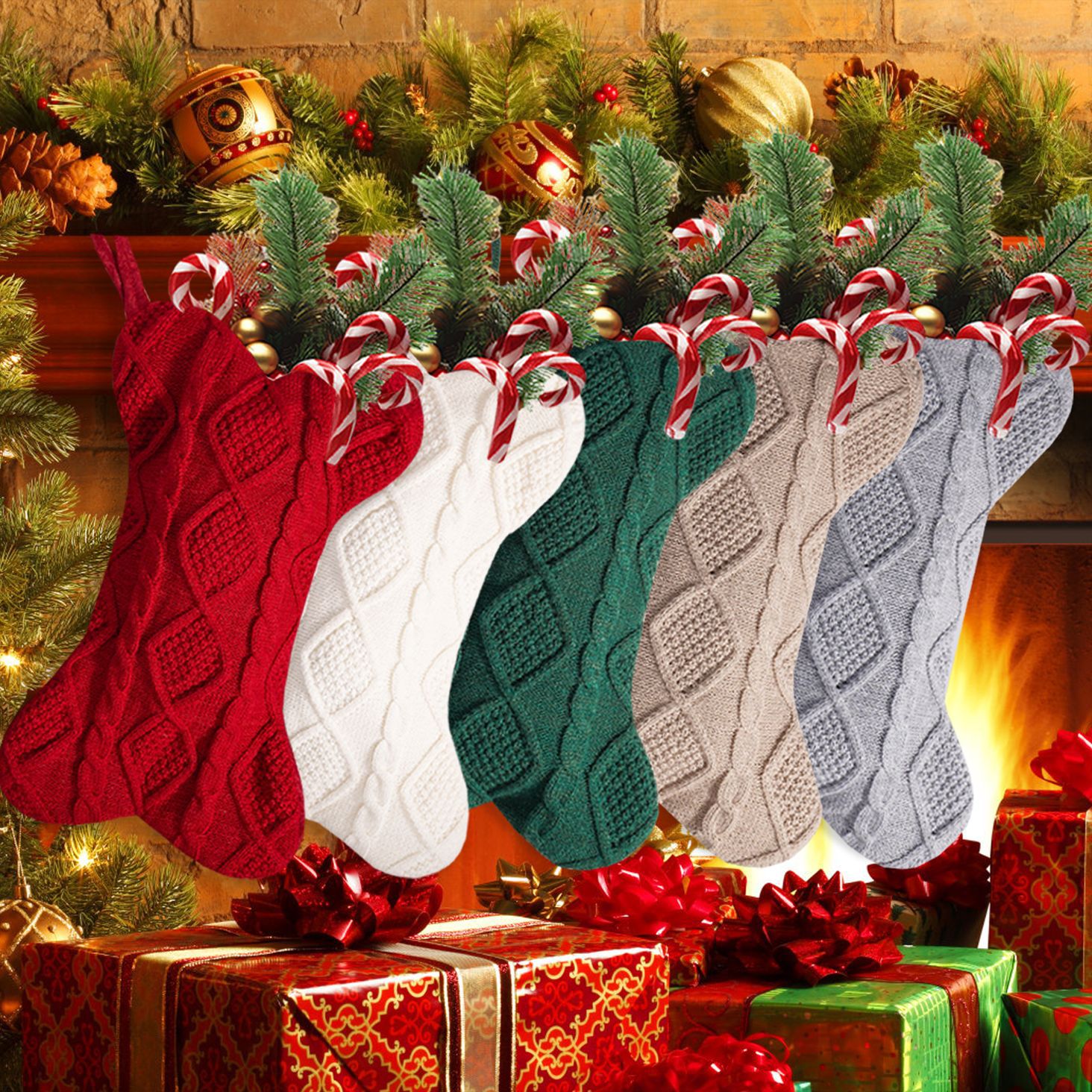 Cable Knit Stockings (Set of 4)