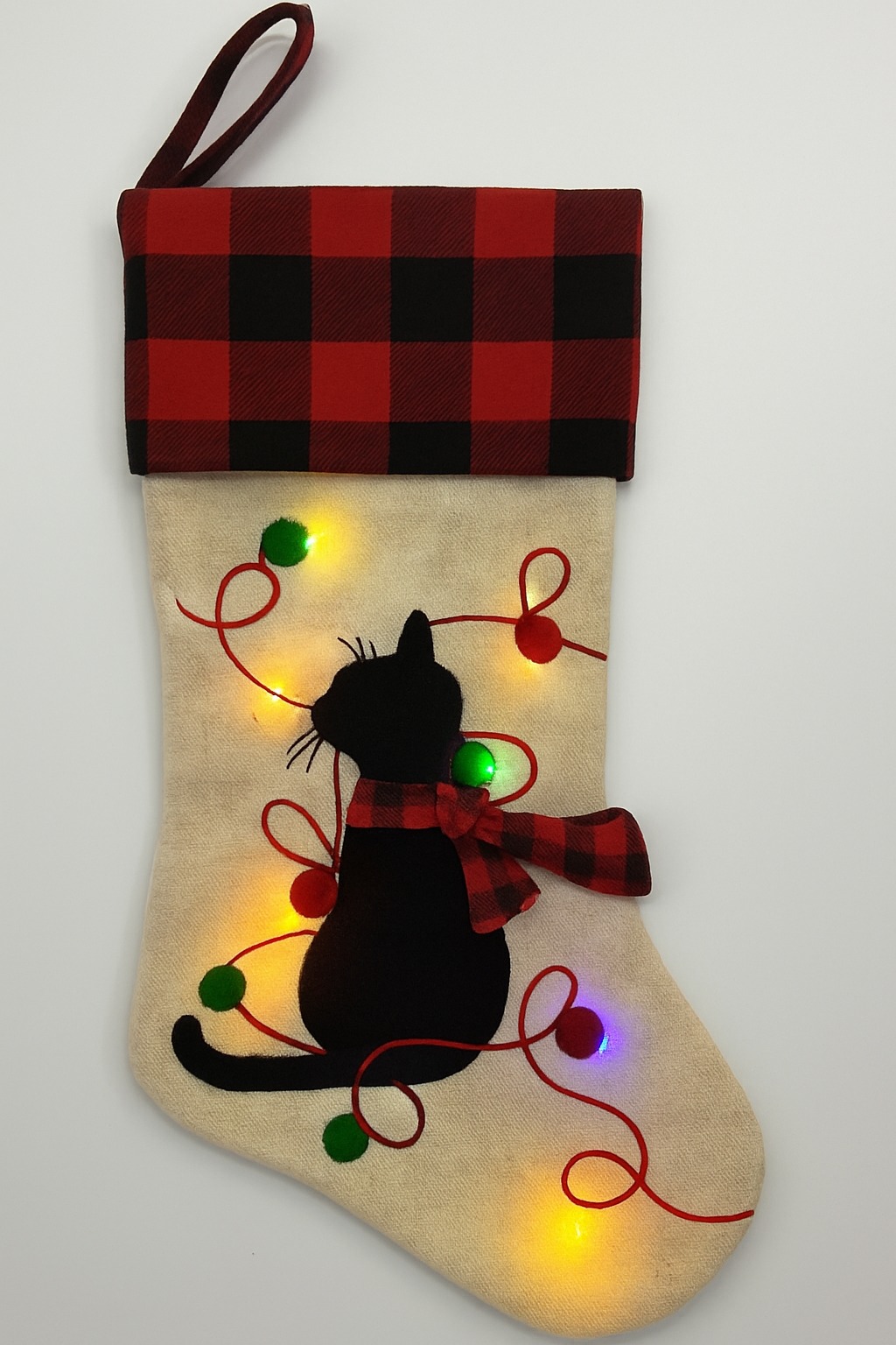 Black Cat with Lights Stocking