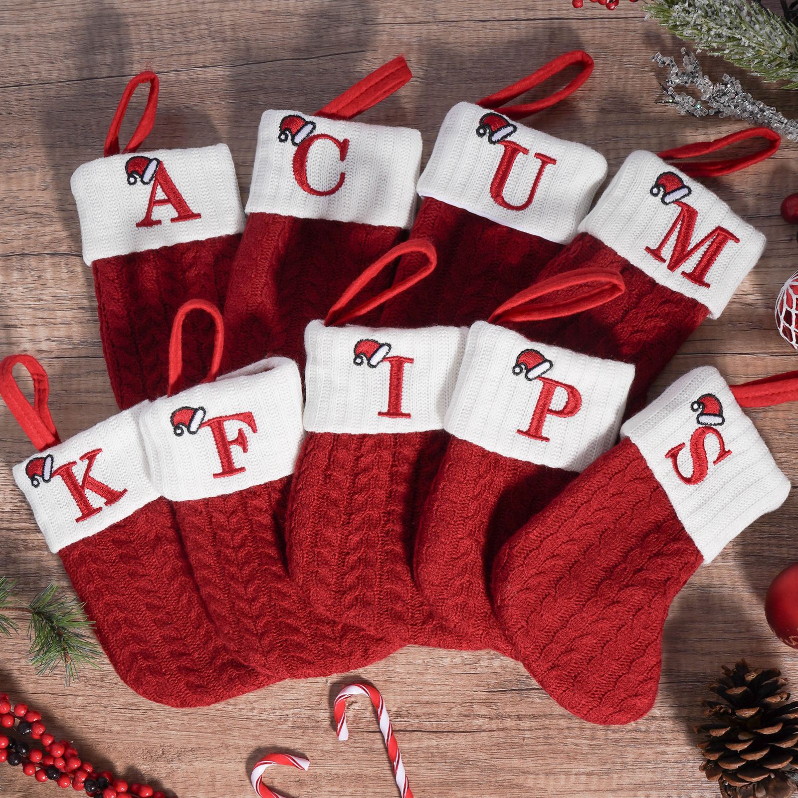 Mini Initial Christmas Stockings (Set of 3)