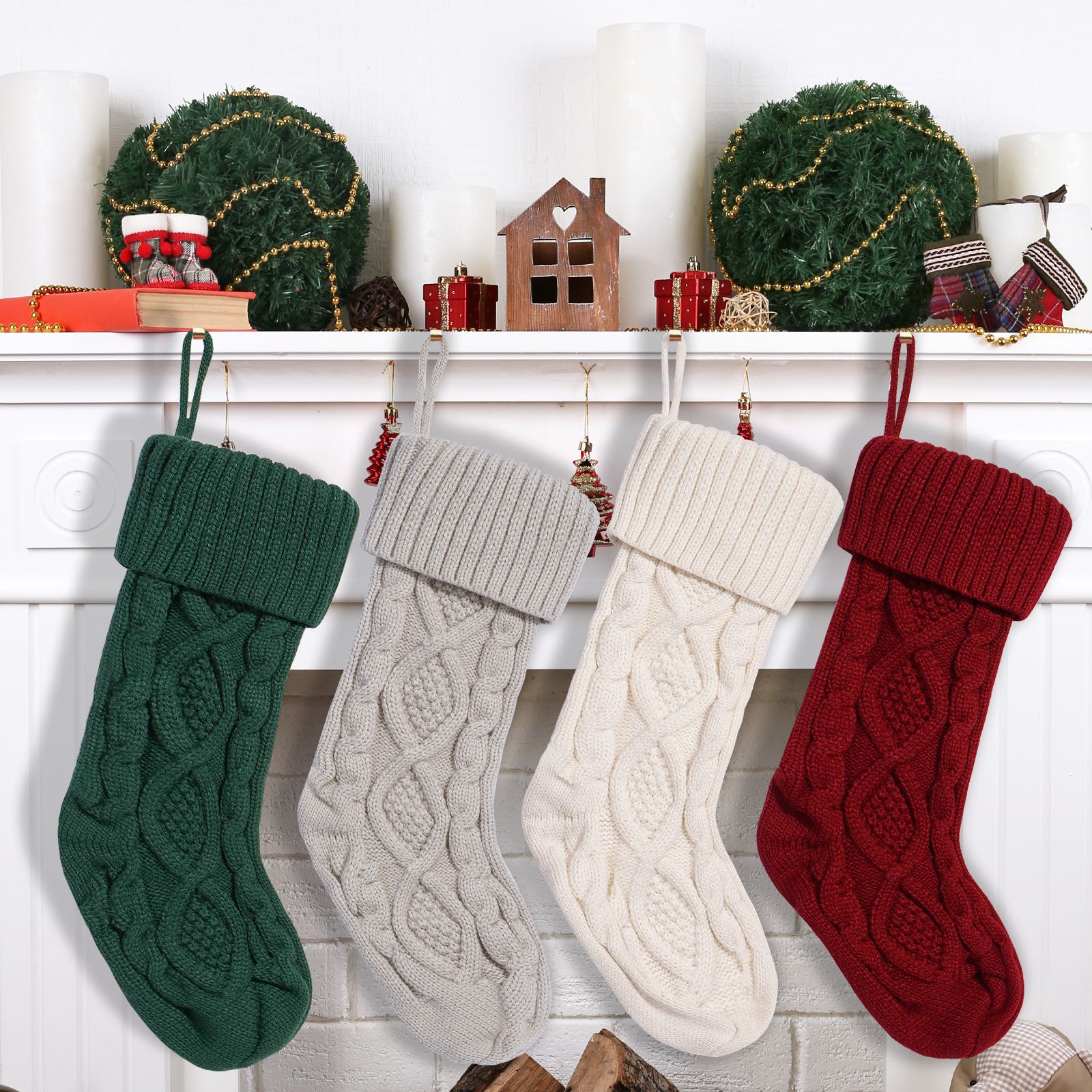 Cable Knit Christmas Stockings (Set of 4)