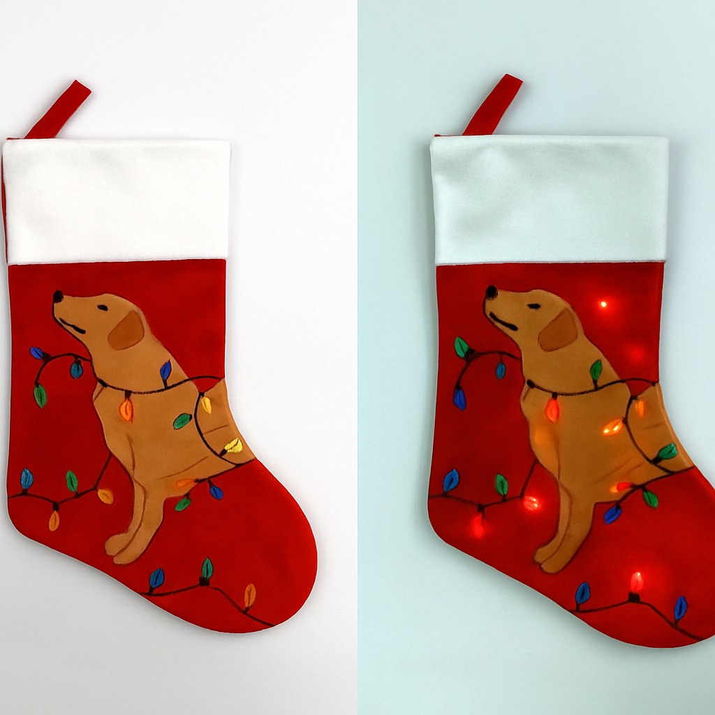 Illuminated Golden Retriever Stocking